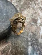 14K Gouden Tijgerkop Ring, Ophalen of Verzenden, Zo goed als nieuw, Goud, Dame