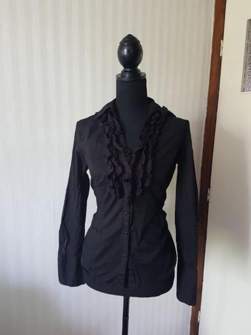 Zgan romantische nette zwarte blouse met ruches LIV V&D 36, Kleding | Dames, Blouses en Tunieken, Zo goed als nieuw, Maat 36 (S)