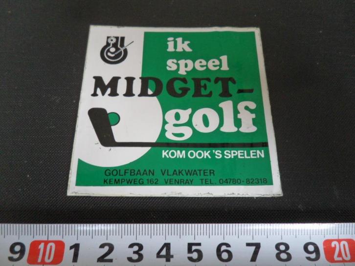 sticker Venray Golfbaan VLAKWATER Ik speel Midgetgolf, Verzamelen, Stickers, Zo goed als nieuw, Bedrijf of Vereniging, Ophalen