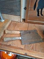 Twee oude hakbijlen voor de slagerij, Ophalen of Verzenden