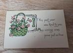 Antieke kerstkaart - mandje met rozen - H.L. Woehler, Verzenden, Voor 1920, Ongelopen, Feest(dag)