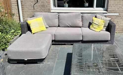 Ruime loungeset, Tuin en Terras, Tuinsets en Loungesets, Gebruikt, Loungeset, Wicker, Bank, Eettafel, Hocker, Stoel, Ophalen