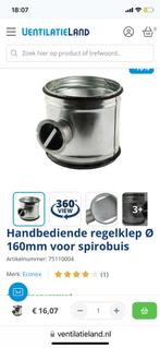 Regelklep Ø 160mm voor spirobuis handbediend, Doe-het-zelf en Verbouw, Buizen en Afvoer, Nieuw, Ophalen of Verzenden, Minder dan 2 meter