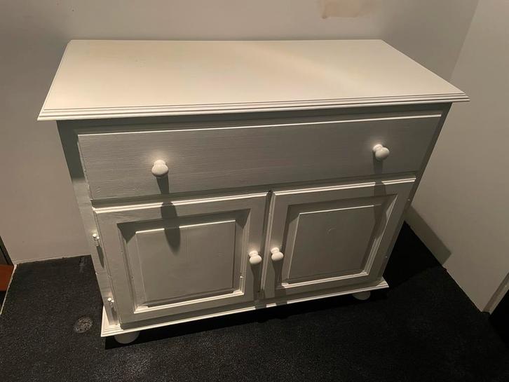 Witte Tv Kast met klepkastje en Deuren, Huis en Inrichting, Kasten | Dressoirs, Gebruikt, 50 tot 100 cm, 25 tot 50 cm, Met lade(s)