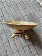 Brocante Goud kleurige schaal op voet  Kerst  doorsnee 27 cm, Ophalen of Verzenden