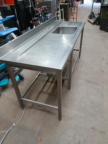 RVS Spoeltafel / Werktafel - 210x75x90 cm beschikbaar voor biedingen