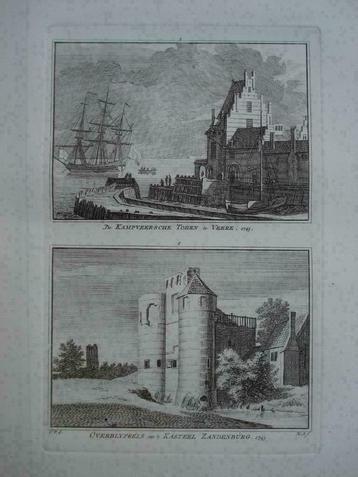 005-006 / Veere Kasteel Zandenburg Kopergravure 1754 beschikbaar voor biedingen
