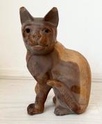 Kat poes van hout, Antiek en Kunst, Kunst | Beelden en Houtsnijwerken, Ophalen of Verzenden