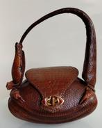 Vintage retro zeldzame leren Taxidermy Armadillo tas, Ophalen of Verzenden, Zo goed als nieuw, Bruin, Handtas