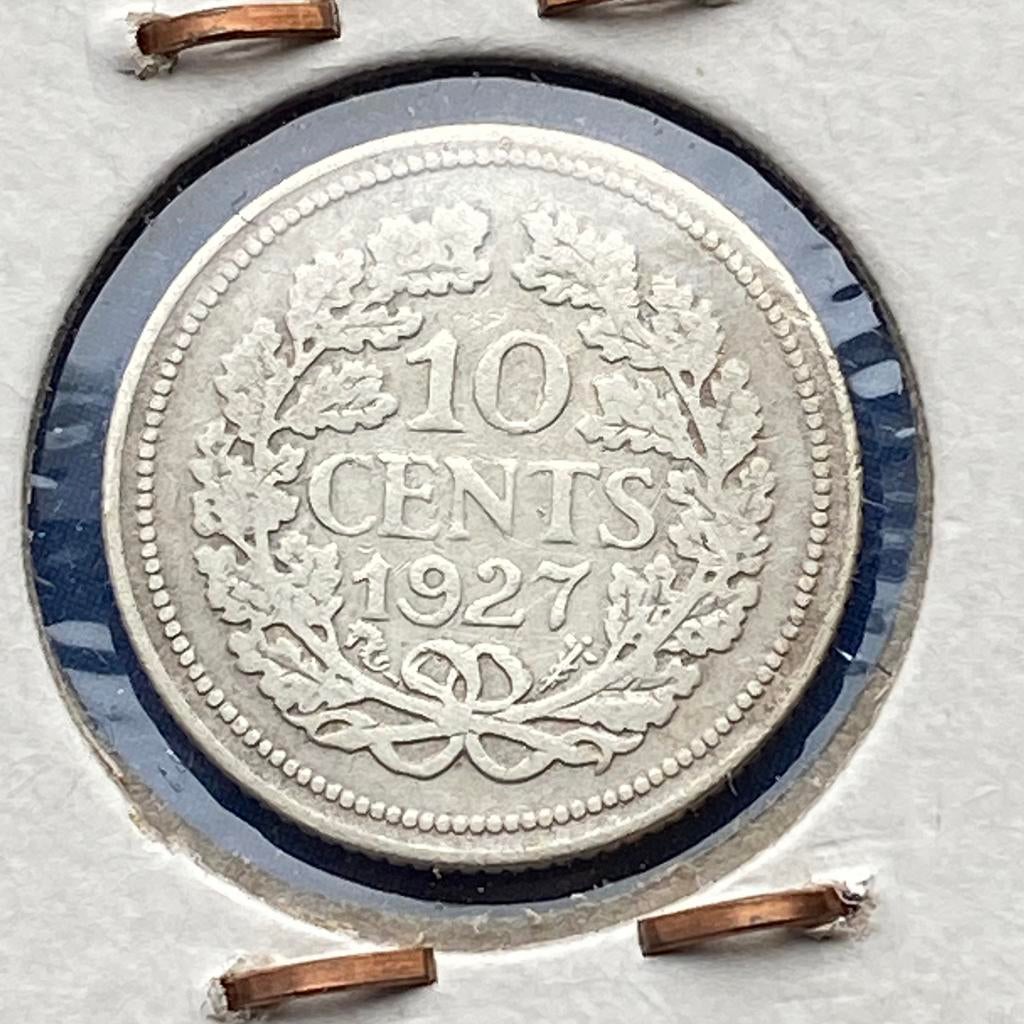 10 Cent Zilver uit 1927 van Wilhelmina, Postzegels en Munten, Munten | Nederland, Verzenden, Zilver, 10 cent, Koningin Wilhelmina