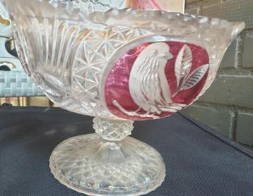 Te koop rood kristallen schaal redvogel beschikbaar voor biedingen