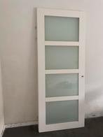 Witte opdekdeur mat glas , rechtsdraaiend, Doe-het-zelf en Verbouw, Deuren en Horren, Ophalen, Binnendeur, 200 tot 215 cm, Glas
