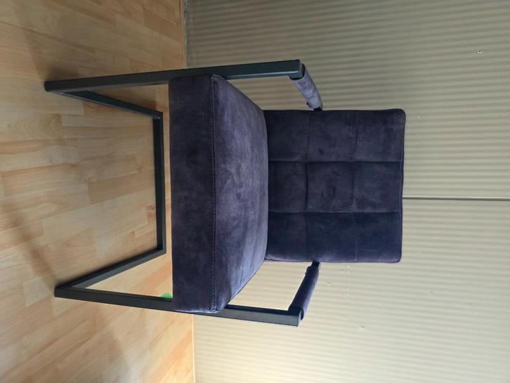 Eetkamerstoel donkergrijs velvet - metalen frame, Huis en Inrichting, Stoelen, Nieuw, Eén, Stof, Grijs, Ophalen