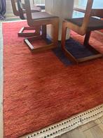 Groot vloerkleed wol oranje rood berber, Ophalen, 200 cm of meer, Zo goed als nieuw, Rechthoekig