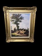Schilderij Herder met schapen. Gesign., Antiek en Kunst, Kunst | Schilderijen | Klassiek, Ophalen of Verzenden