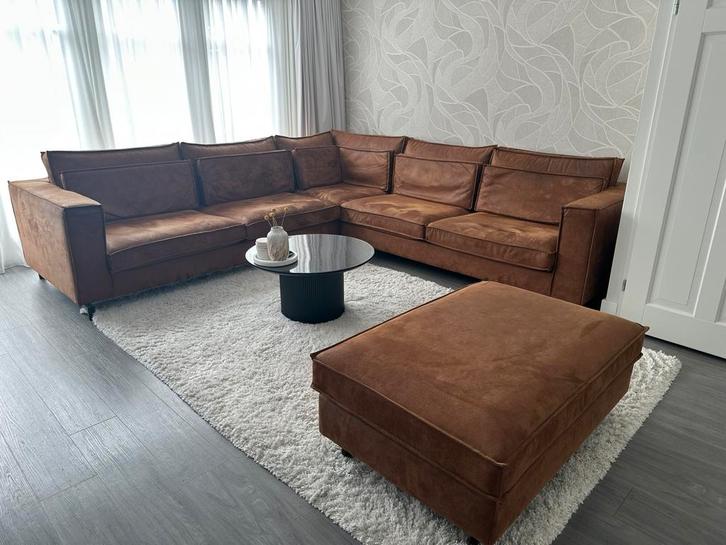 Hoekbank Zitmaxx hoek bank cognac microleer / microleder, Huis en Inrichting, Banken | Bankstellen, Gebruikt, Hoekbank, Vierpersoons of meer