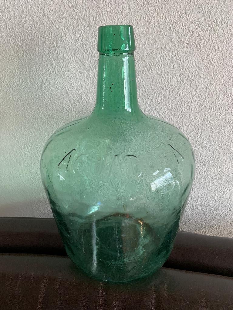 Grote vaas, fles, kruik groen glas Aguadosa; 37 cm hoog, Ophalen of Verzenden, Minder dan 50 cm, Groen, Glas