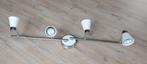 Spots 4x GU10 Wit / Chrome, Ophalen, Gebruikt, Metaal of Aluminium, Plafondspot of Wandspot