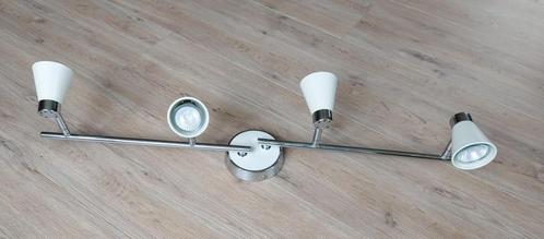Spots 4x GU10 Wit / Chrome, Huis en Inrichting, Lampen | Spots, Gebruikt, Plafondspot of Wandspot, Metaal of Aluminium, Ophalen