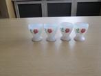 Arcopal France 4 eierdopjes rode rozen D5cm H5,5cm, Huis en Inrichting, Keuken | Servies, Overige typen, Ophalen of Verzenden