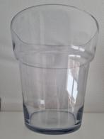 Glazen vaas dik glas in de vorm van een bloempot, Glas, Gebruikt, Ophalen