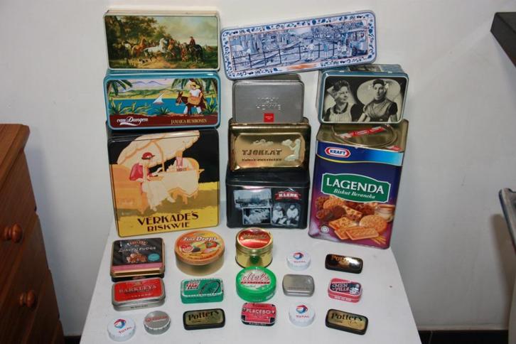 Blikken verzameling, Reclame blikken, 25 stuks, Verzamelen, Blikken, Gebruikt, Overige, Overige merken, Verzenden