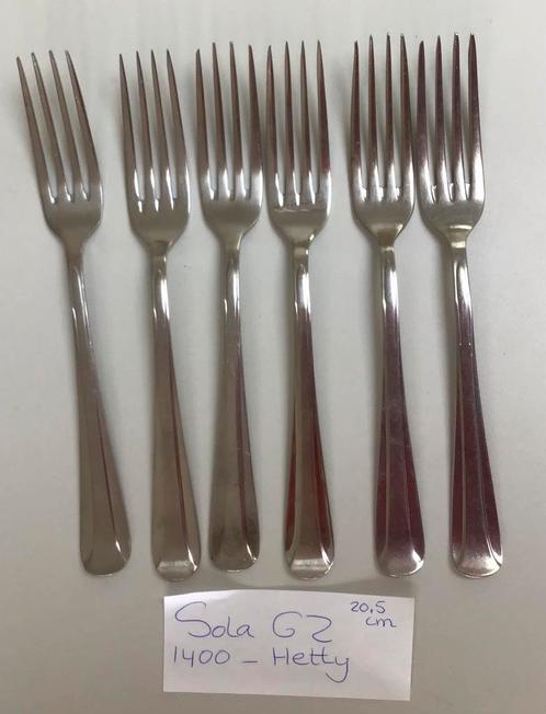 6 vorken  SOLA  gero-zilmeta 1400 - Hetty - 20,5 cm-retro, Huis en Inrichting, Keuken | Bestek, Gebruikt, Los bestek, Rvs of Chroom