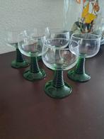 Set van 6 vintage Luminarc Roemer glazen met groene voet, Ophalen of Verzenden