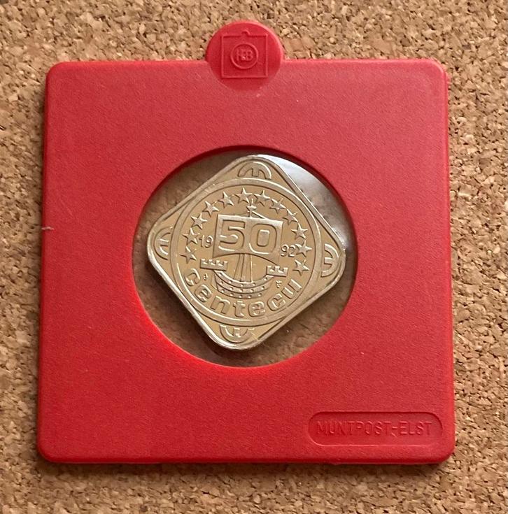 Penning - Nederland 50 Centecu 1992., Postzegels en Munten, Penningen en Medailles, Overige materialen, Nederland, Ophalen of Verzenden