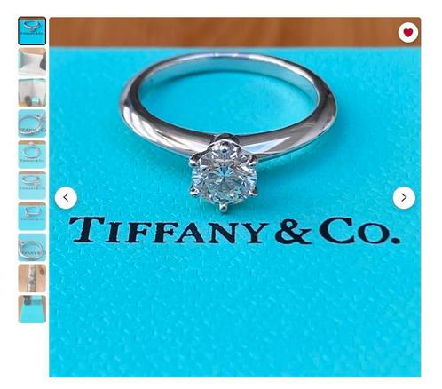 Tiffany & co, the tiffany setting, Platinum, Sieraden, Tassen en Uiterlijk, Ringen, Zo goed als nieuw, Dame, Kleiner dan 17, Zilver