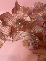 Set 7 poinsettia kerstroos fluweel oudroze, Ophalen of Verzenden, Zo goed als nieuw