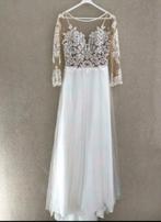 Sale Tres Chic trouwjurk kant tule mouwen maat 36 38, Ophalen of Verzenden, Zo goed als nieuw, Wit, Trouwjurk