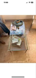 Glazen salontafel met RVS onderstel, Huis en Inrichting, Tafels | Salontafels, Ophalen, 100 tot 150 cm, 50 tot 100 cm, Minder dan 50 cm