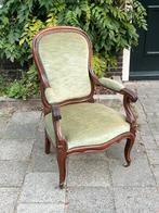 Vintage fauteuil Engels Italiaanse stijl groen mahonie, Ophalen, Minder dan 75 cm, 50 tot 75 cm