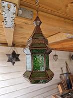 Hanglamp oosters oriental brons metaal met groen glas, Minder dan 50 cm, Gebruikt, Oosters oriental arabisch, Ophalen