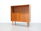 Deens vintage wandmeubel teak schuifdeuren, Teakhout, Zo goed als nieuw, Minder dan 150 cm, Minder dan 100 cm