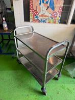 RVS Serveerwagen / Keukenwagen - 3 Etages horeca zgan, Ophalen, Gebruikt