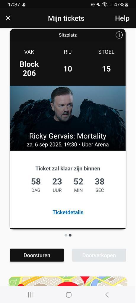 2x tickets Ricky Gervais Mortality in Berlin, Tickets en Kaartjes, Concerten | Pop, Twee personen, September