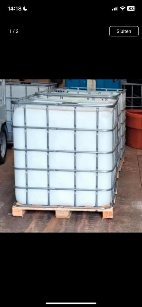 IBC Container 1000 Liter met Kraan, Tuin en Terras, Regentonnen, Gebruikt, Kunststof, 150 liter of meer, Met kraantje, Ophalen