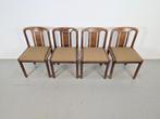 Seet 4 vintage brutalist eetkamerstoel ´70 mid century stoel, Hout, N, Ophalen of Verzenden, Zo goed als nieuw