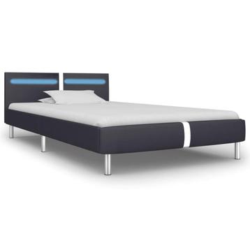 Eenpersoonsbed Kunstleer met LED-strip beschikbaar voor biedingen