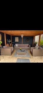 Loungeset: 3-zits, 2 fauteuils + tafel & 1 set nieuwe hoezen, Ophalen, 5 zitplaatsen, Gebruikt, Loungeset