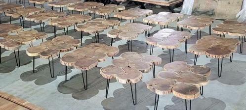 Salontafel gemaakt van zes acaciahouten bladen van 5cm dik, Huis en Inrichting, Tafels | Salontafels, Nieuw, Minder dan 50 cm