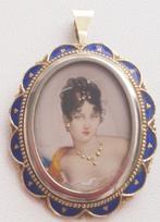 Vintage gouden hanger/broche met diamantjes 14 karaats, Verzenden, Zo goed als nieuw, Met edelsteen, Goud