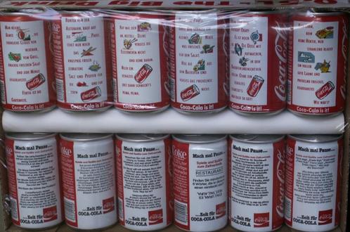 2 Complete set van 6 Duitse coca cola blikjes mach mal Pause, Verzamelen, Merken en Reclamevoorwerpen, Zo goed als nieuw, Gebruiksvoorwerp