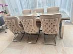 Velvet "Eric Kuster/Richmond stijl" stoelen 6 sruks beige, Huis en Inrichting, Stoelen, Gebruikt, Overige kleuren, Ophalen of Verzenden
