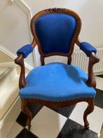 Mooie blauwe  brocante stoel op wieltjes, Antiek en Kunst, Ophalen of Verzenden