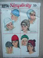 vintage Simplicity naaipatroon 6274 hoeden, petten en mutsen, Hobby en Vrije tijd, Overige merken, Ophalen of Verzenden, Zo goed als nieuw