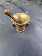 Antieke vijzel met stamper - Brons, Ophalen of Verzenden