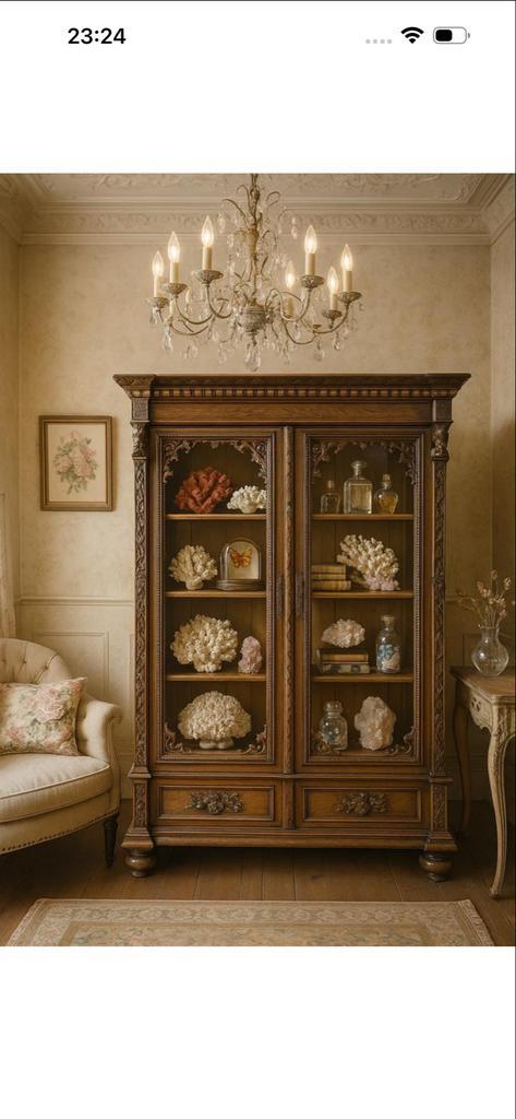 Antieke Houten Vitrinekast - Museumstuk, Antiek en Kunst, Antiek | Meubels | Kasten, Ophalen of Verzenden